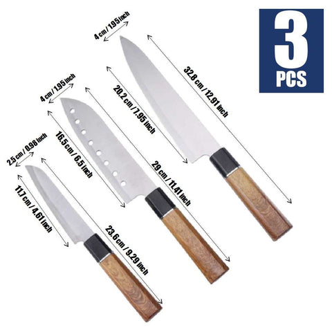 Professional Chef Knife Set 3-Piece Japanese Kitchen Knives