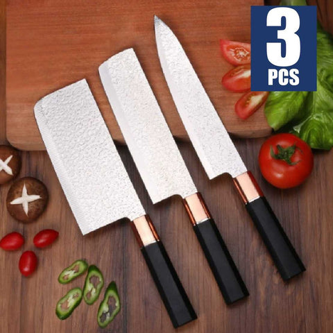 Stainless Steel Kitchen 3Pcs Knifes Set Chef , Usuba, and Cleaver Knives