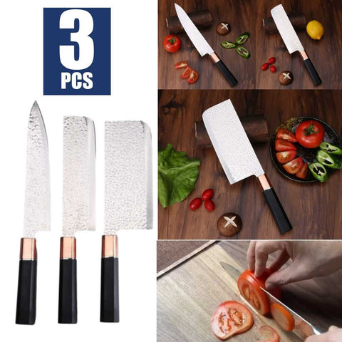 Stainless Steel Kitchen 3Pcs Knifes Set Chef , Usuba, and Cleaver Knives