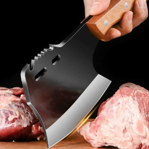 Heavy-Duty Axe Shape Meat Cleaver Bone Chopping Knife with 4mm Thick Blade