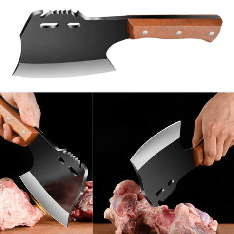Heavy-Duty Axe Shape Meat Cleaver Bone Chopping Knife with 4mm Thick Blade