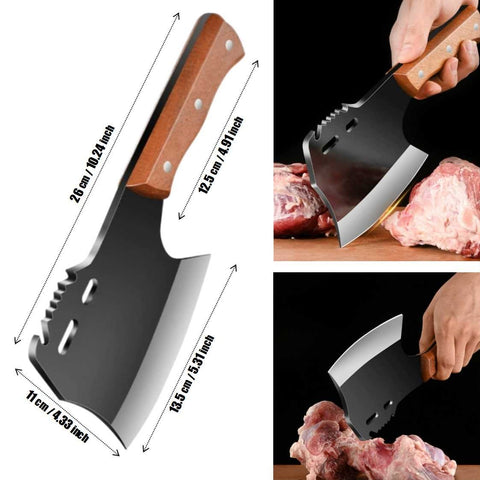 Heavy-Duty Axe Shape Meat Cleaver Bone Chopping Knife with 4mm Thick Blade