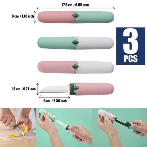 3Pcs Portable 2-in-1 Fruit Knife and Peeler Set Compact and Travel-Friendly