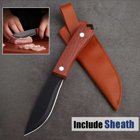 Stainless Steel Black Blade Outdoor Camping Knife with Knife Sheath