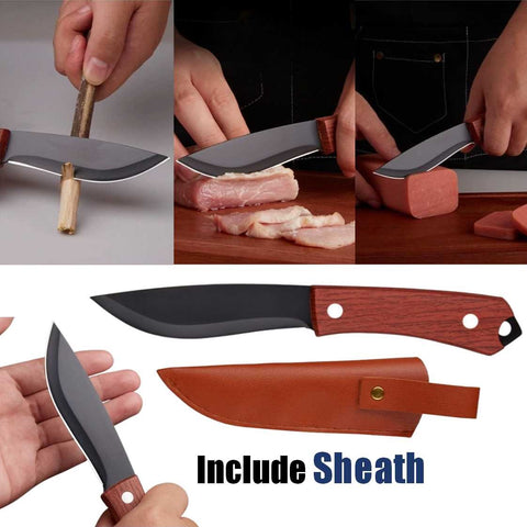 Stainless Steel Black Blade Outdoor Camping Knife with Knife Sheath