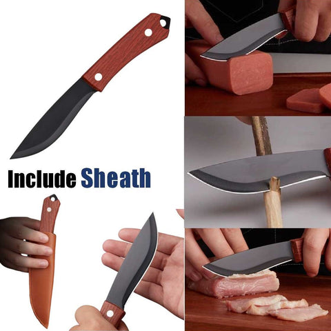 Stainless Steel Black Blade Outdoor Camping Knife with Knife Sheath
