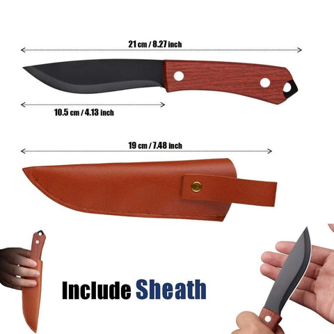 Stainless Steel Black Blade Outdoor Camping Knife with Knife Sheath