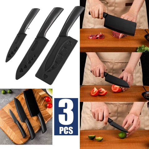 3 PCS Black Kitchen Knife Set
