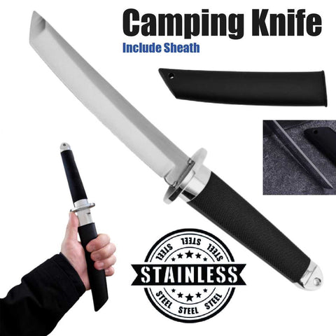 Durable Stainless Katana Style Camping Knife Full Tang Outdoor Blade with Sheath