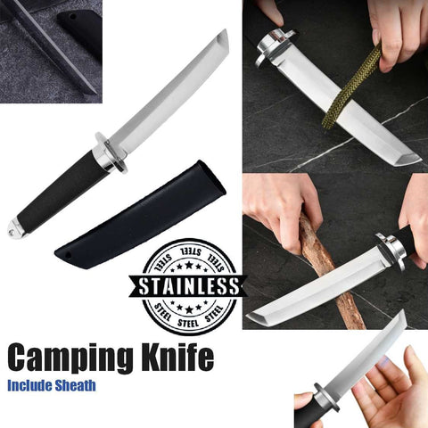 Durable Stainless Katana Style Camping Knife Full Tang Outdoor Blade with Sheath