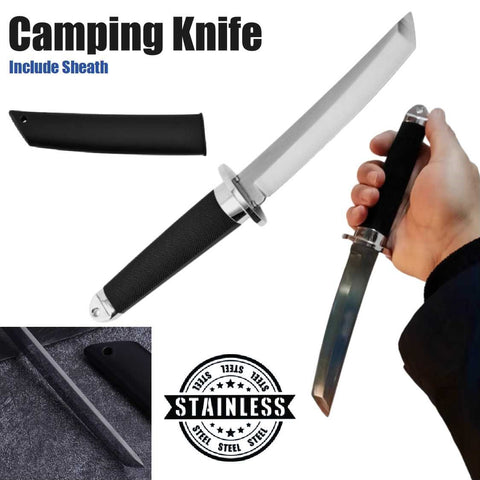 Durable Stainless Katana Style Camping Knife Full Tang Outdoor Blade with Sheath