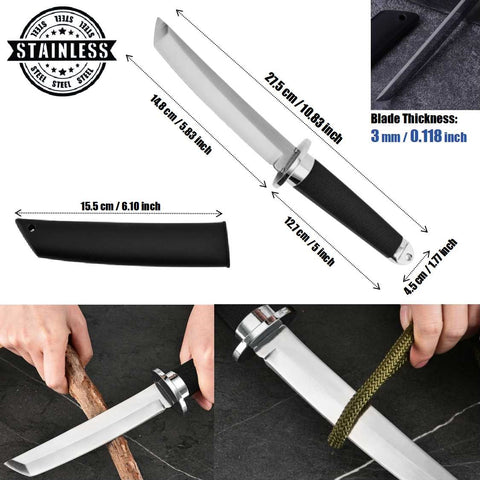 Durable Stainless Katana Style Camping Knife Full Tang Outdoor Blade with Sheath