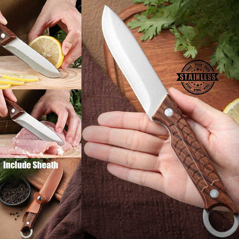 Stainless Steel Portable Compact Outdoor Finger Ring Knife with Sheath