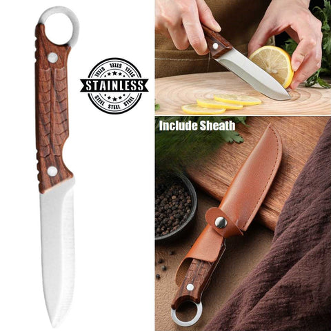 Stainless Steel Portable Compact Outdoor Finger Ring Knife with Sheath