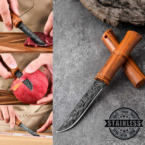 Bamboo-Style Stainless Steel Outdoor Fruit Knife