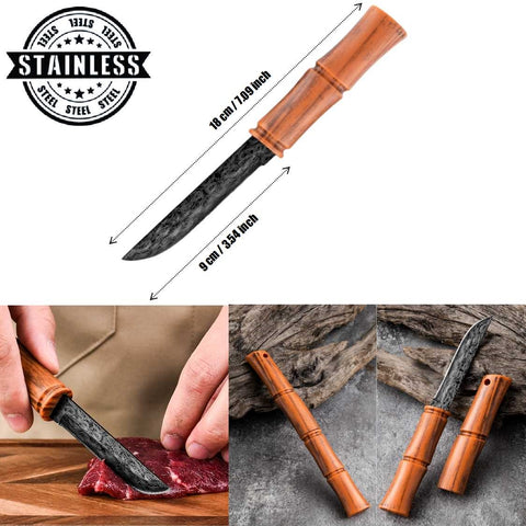 Bamboo-Style Stainless Steel Outdoor Fruit Knife