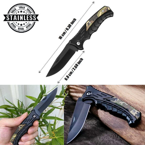Stainless Steel Pocket Knife Folding Outdoor Knife for Camping Hiking EDC