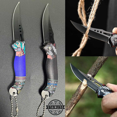 High-Strength Stainless Steel Folding Outdoor Knife Fruit Knife EDC ( Black)