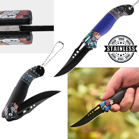 High-Strength Stainless Steel Folding Outdoor Knife Fruit Knife EDC ( Blue )