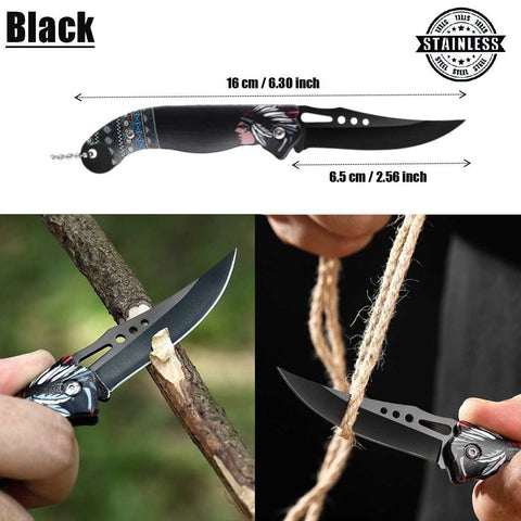 High-Strength Stainless Steel Folding Outdoor Knife Fruit Knife EDC ( Black)