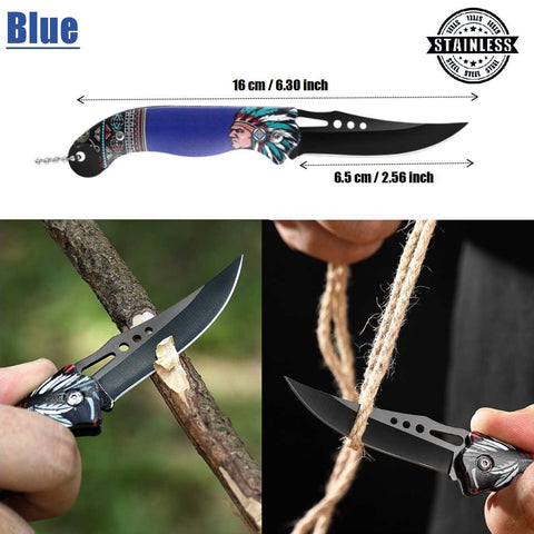 High-Strength Stainless Steel Folding Outdoor Knife Fruit Knife EDC ( Blue )
