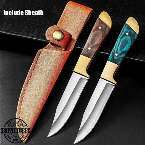 Durable Forged Outdoor Camping Fixed Knife With Sheath for BBQ Camping (Red)