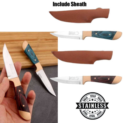 Durable Forged Outdoor Camping Fixed Knife With Sheath for BBQ Camping (Red)