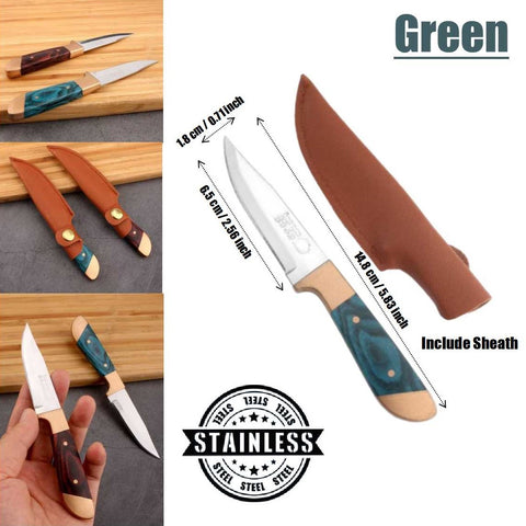 Durable Forged Outdoor Camping Fixed Knife With Sheath for BBQ Camping (Green)