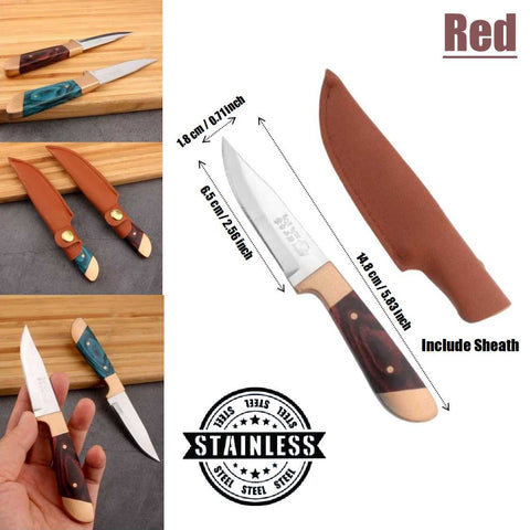 Durable Forged Outdoor Camping Fixed Knife With Sheath for BBQ Camping (Red)