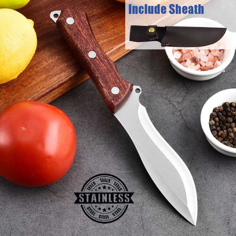 Wooden Handle Outdoor Camping Knife With Sheath