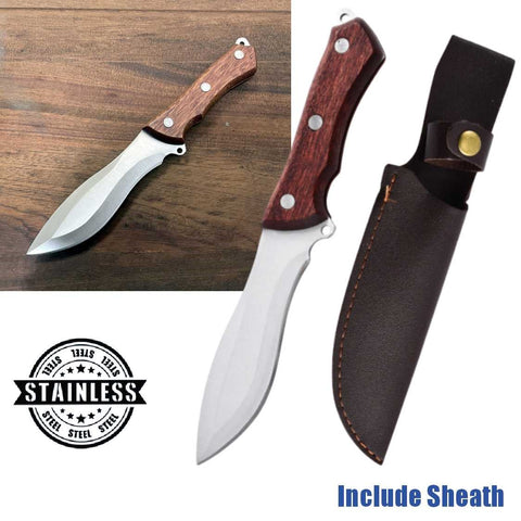 Wooden Handle Outdoor Camping Knife With Sheath