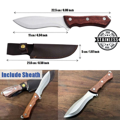 Wooden Handle Outdoor Camping Knife With Sheath