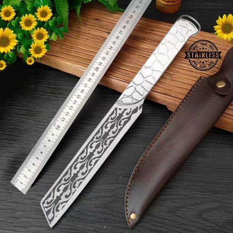 Heavy-Duty All-Steel Outdoor Cleaver Knife with Sheath Cutting Chopping