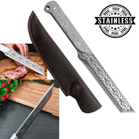 Heavy-Duty All-Steel Outdoor Cleaver Knife with Sheath Cutting Chopping