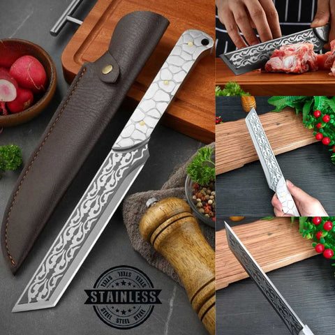 Heavy-Duty All-Steel Outdoor Cleaver Knife with Sheath Cutting Chopping