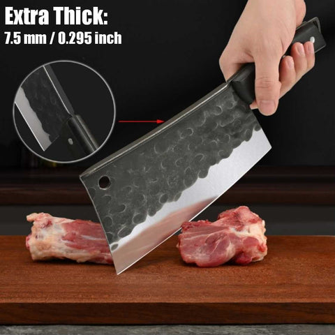 Heavy-Duty Bones Cutter Butcher Knife Extra Thick 7.5mm Blade