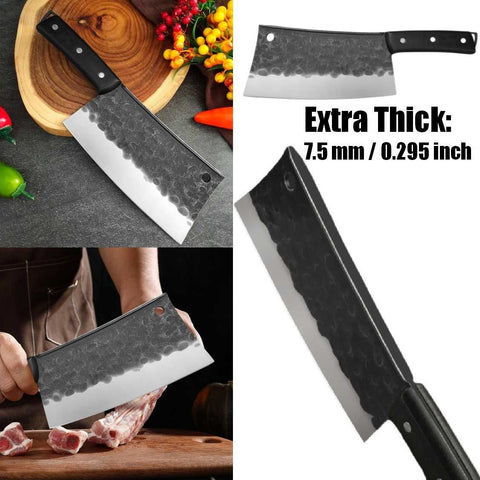 Heavy-Duty Bones Cutter Butcher Knife Extra Thick 7.5mm Blade