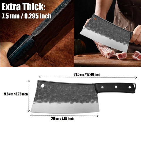 Heavy-Duty Bones Cutter Butcher Knife Extra Thick 7.5mm Blade