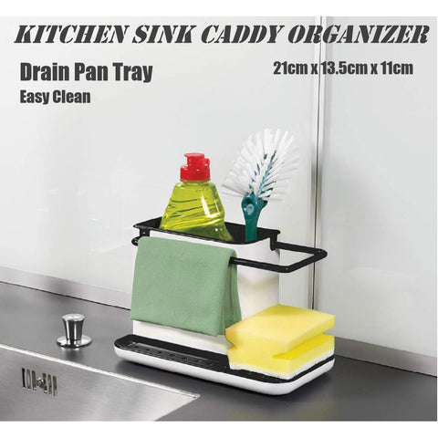 Kitchen Dish Drainer Sink Caddy Organizer Dish Rack Soap Dispenser Holder