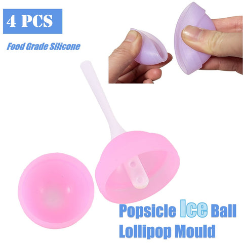 4Pcs Ice Ball Cube Moulds Popsicle Ice Cream Lollipop Maker Moulds
