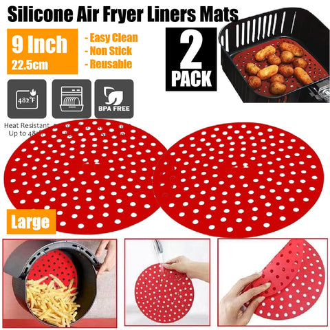Air Fryer Oven Liners Silicone Mats Baking Basket Bowl Accessories-9 inch