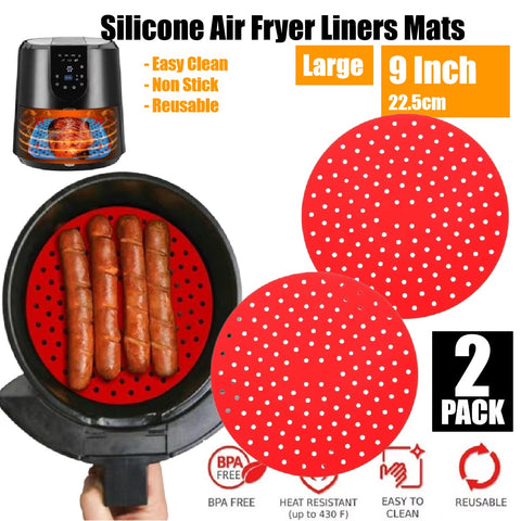 Air Fryer Oven Liners Silicone Mats Baking Basket Bowl Accessories-9 inch