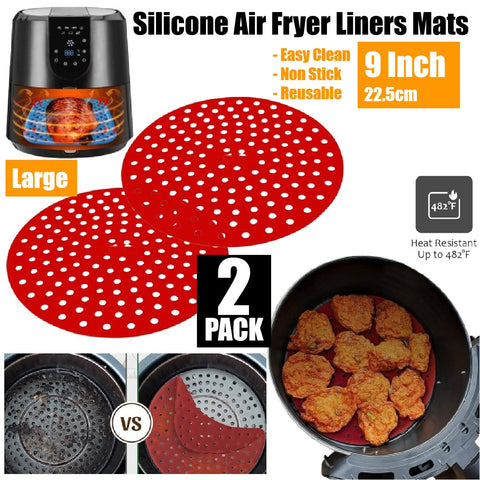 Air Fryer Oven Liners Silicone Mats Baking Basket Bowl Accessories-9 inch