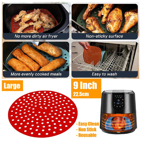 Air Fryer Oven Liners Silicone Mats Baking Basket Bowl Accessories-9 inch