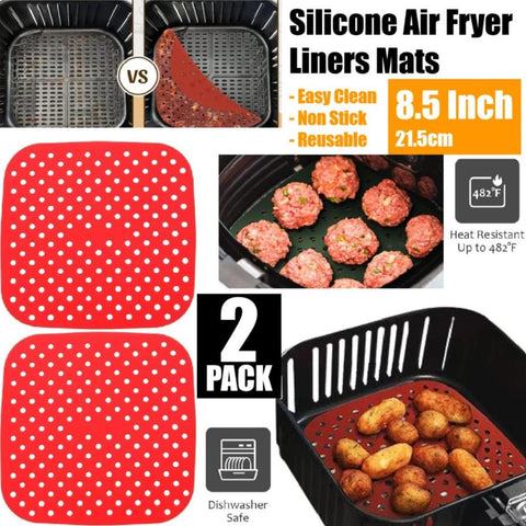 Air Fryer Oven Liners Silicone Mats Baking Basket Bowl Accessories-8.5 inch
