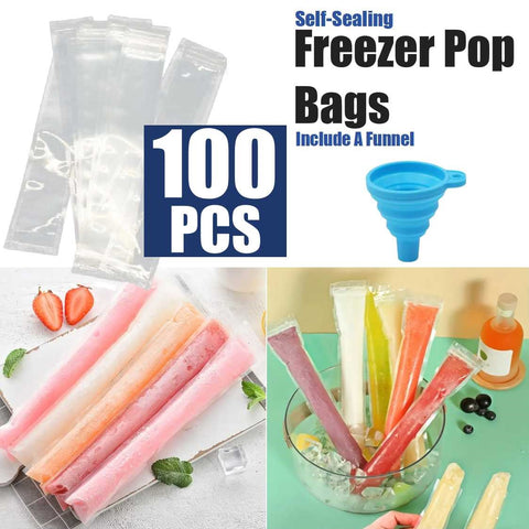 DIY Ice Pop Freezer Bags Popsicle Bags Ice Pop Molds with Funnel