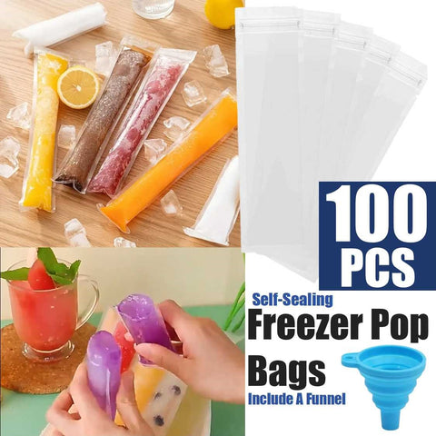 DIY Ice Pop Freezer Bags Popsicle Bags Ice Pop Molds with Funnel