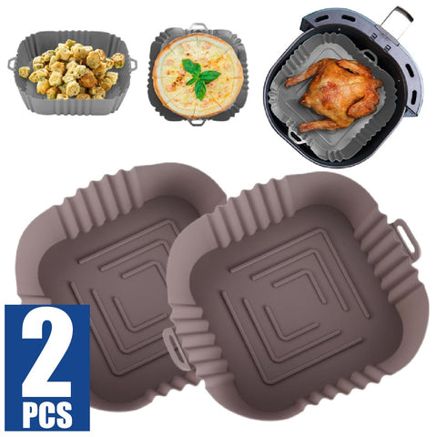 Air fryer square Shape with Handles Silicone liner Baking Basket Bowl Liner