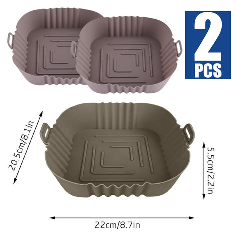 Air fryer square Shape with Handles Silicone liner Baking Basket Bowl Liner