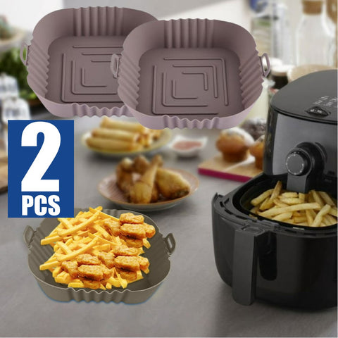 Air fryer square Shape with Handles Silicone liner Baking Basket Bowl Liner